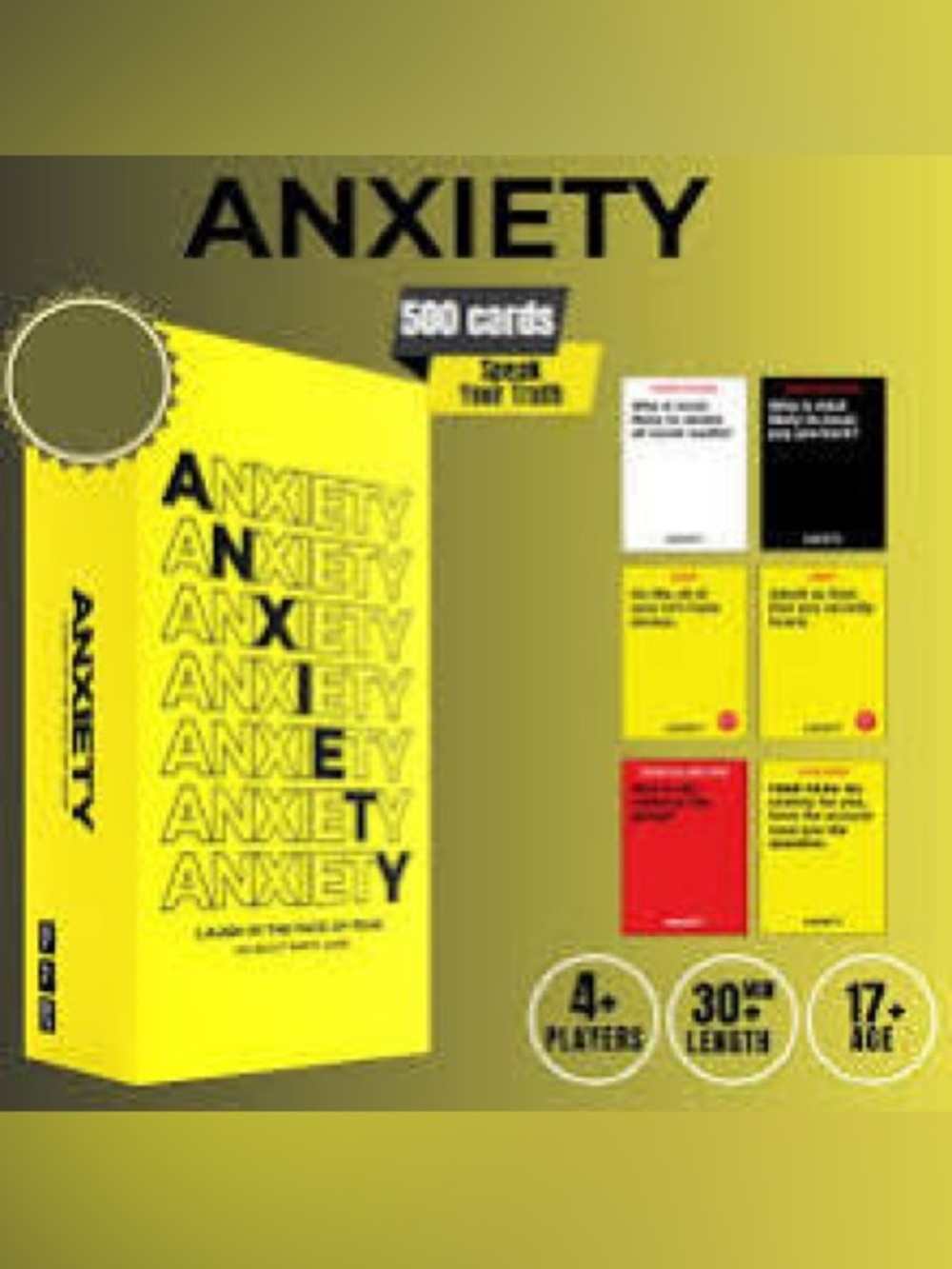 ANXIETY Adult Party Card Game – 500 Cards – 4+ Players NEW